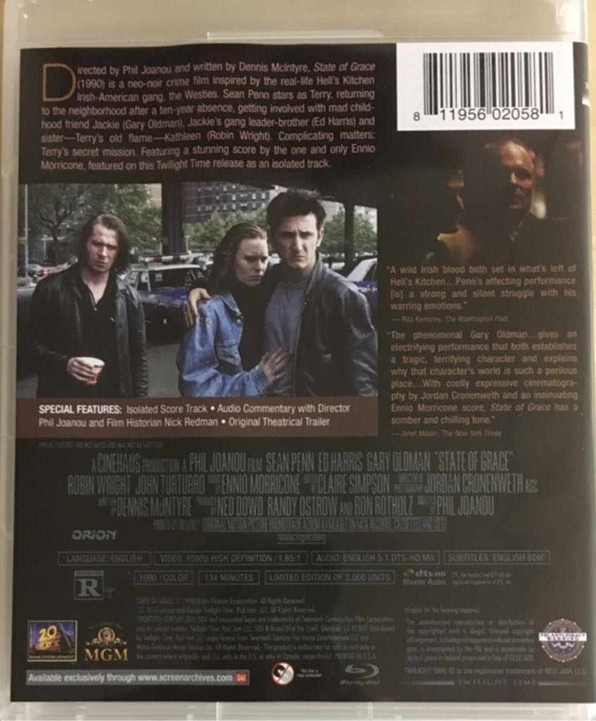 State of Grace Blu-ray movie collectible [Barcode 811956020581] - Main Image 2