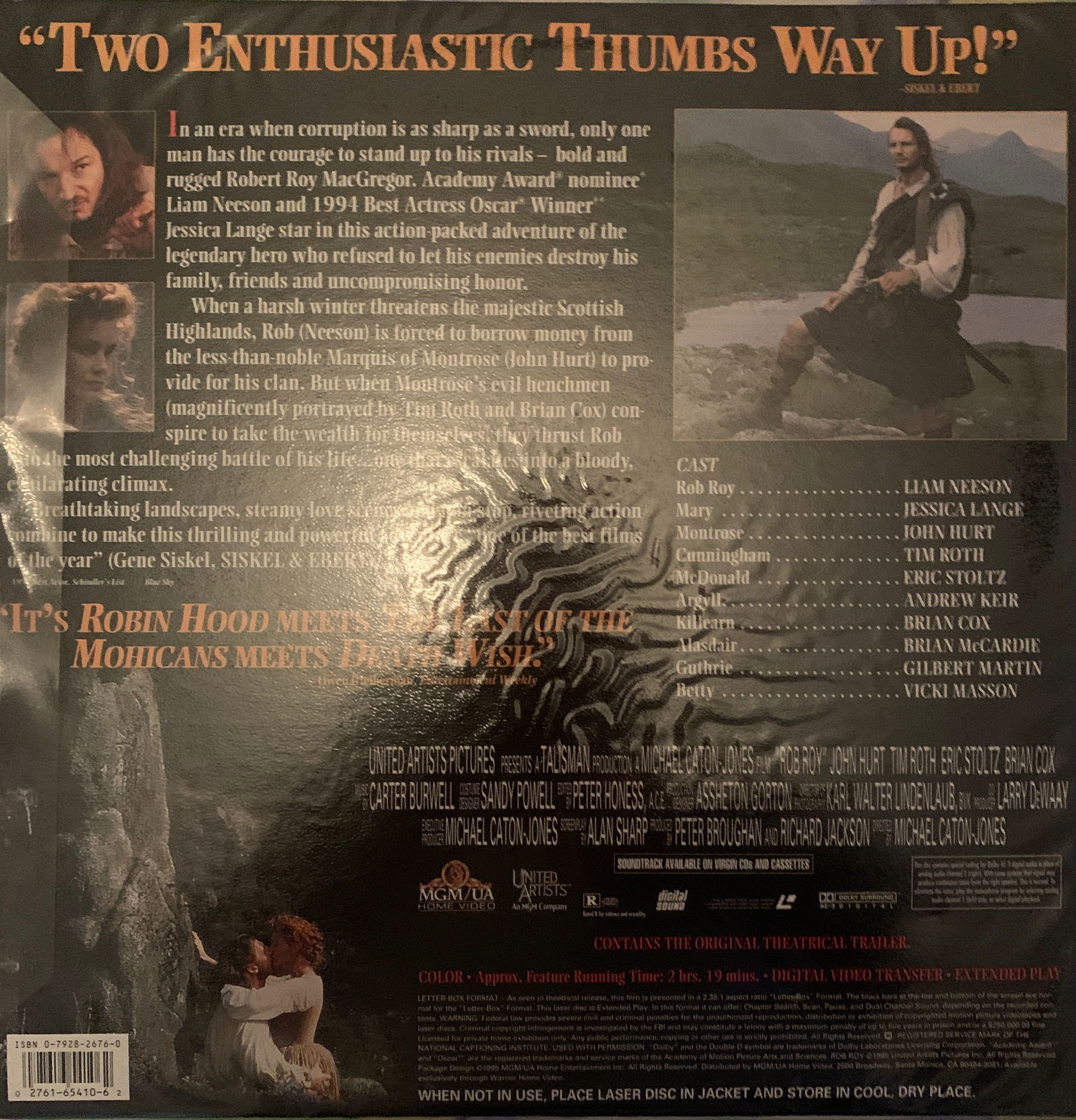 Rob Roy Laser Disc movie collectible [Barcode 027616541062] - Main Image 2
