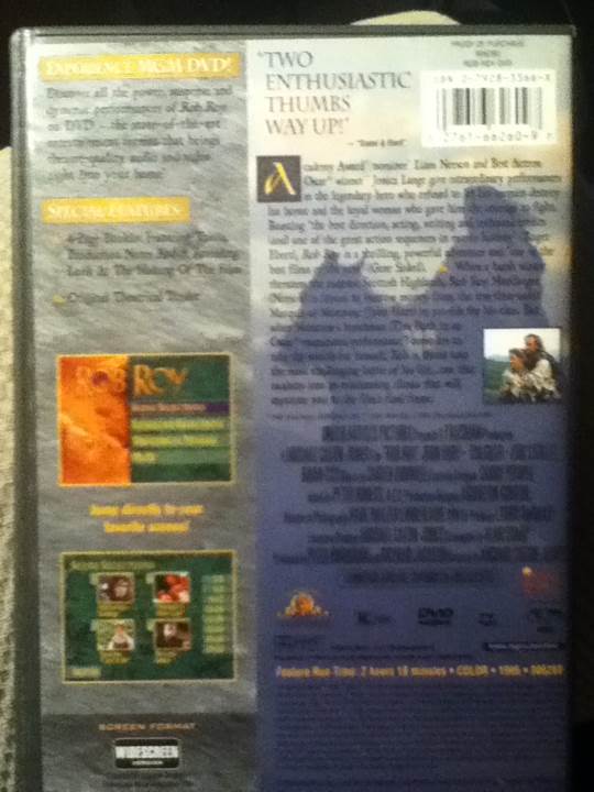 Rob Roy DVD movie collectible [Barcode 027616626097] - Main Image 2