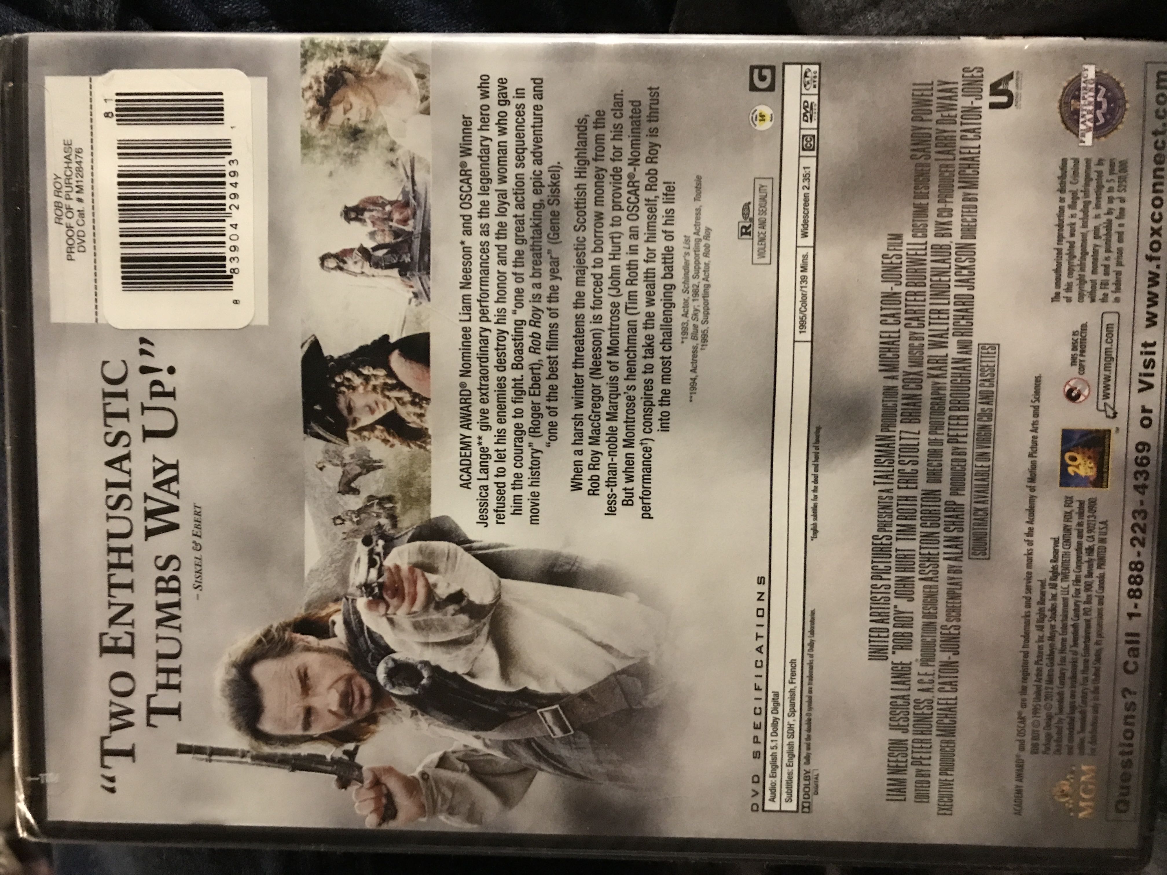 Rob Roy DVD movie collectible [Barcode 883904284772] - Main Image 2
