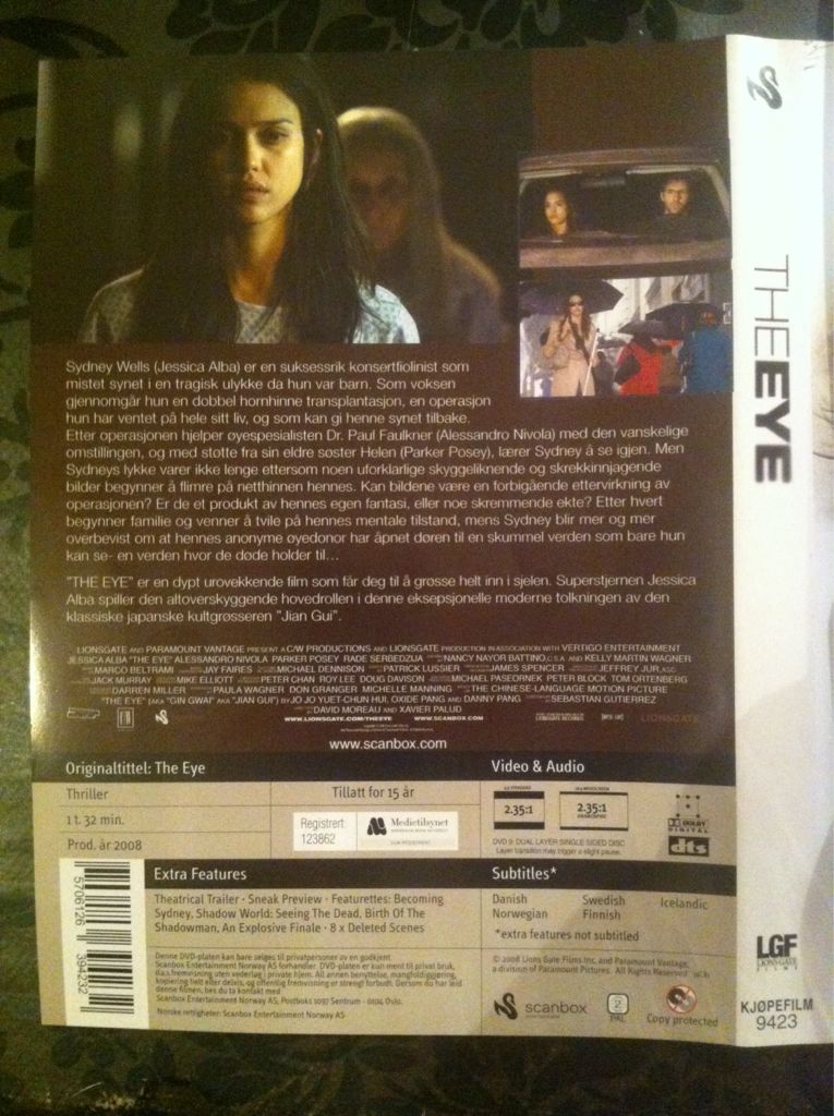 The Eye DVD movie collectible [Barcode 5706126394232] - Main Image 2