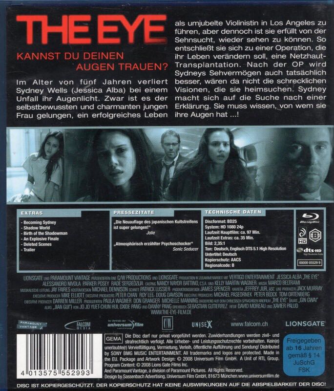 The Eye DVD movie collectible [Barcode 5706140594236] - Main Image 2