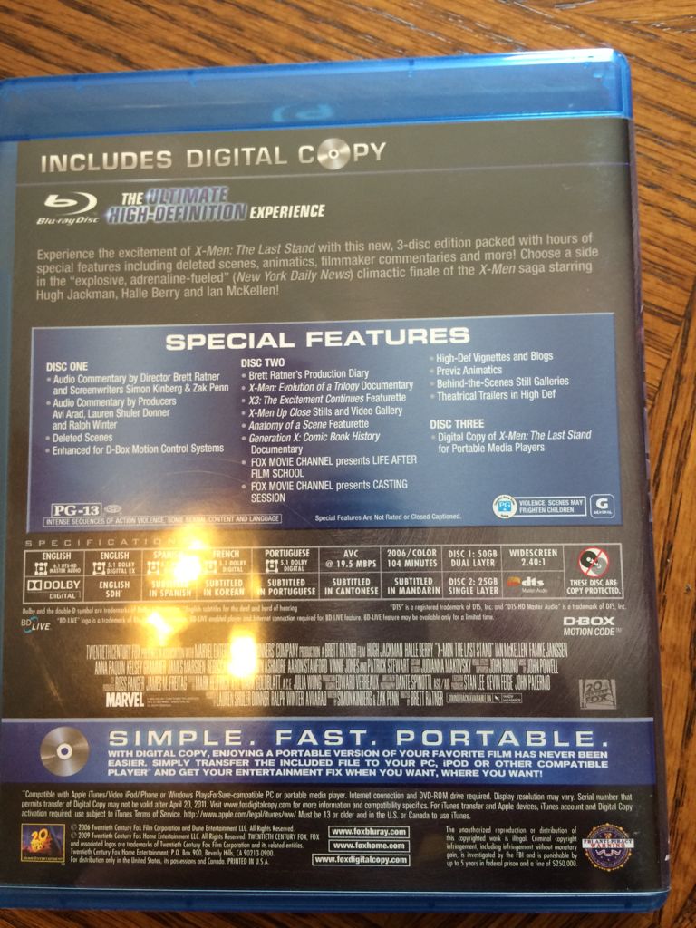 X-Men The Last Stand Blu-ray movie collectible [Barcode 024543950868] - Main Image 2