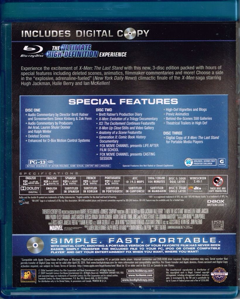 X-Men: The Last Stand Blu-ray movie collectible - Main Image 2