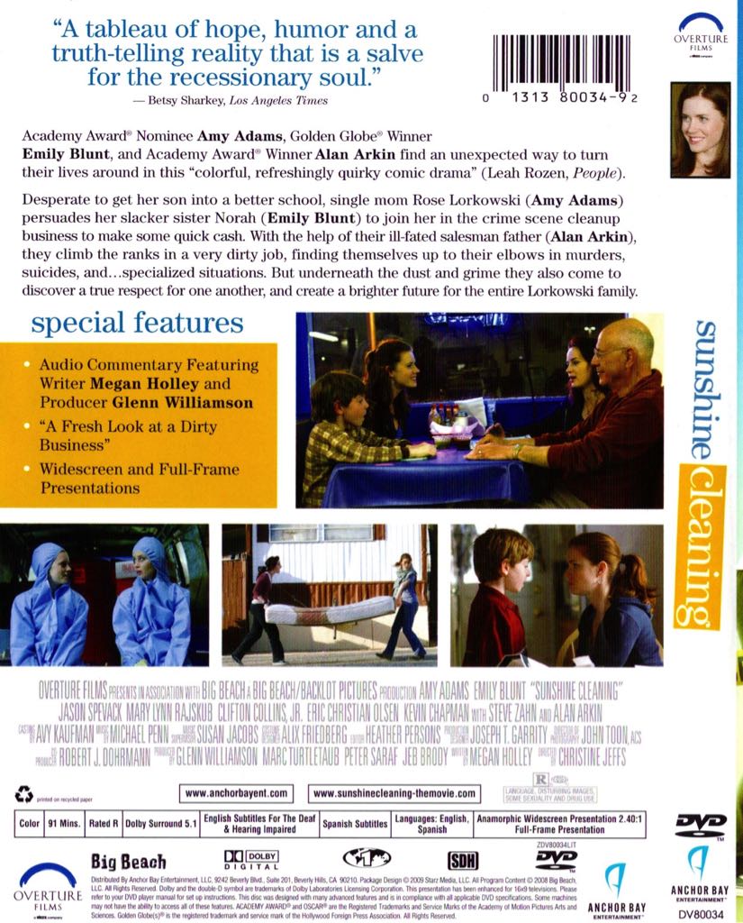 Sunshine Cleaning DVD movie collectible [Barcode 013138003393] - Main Image 2