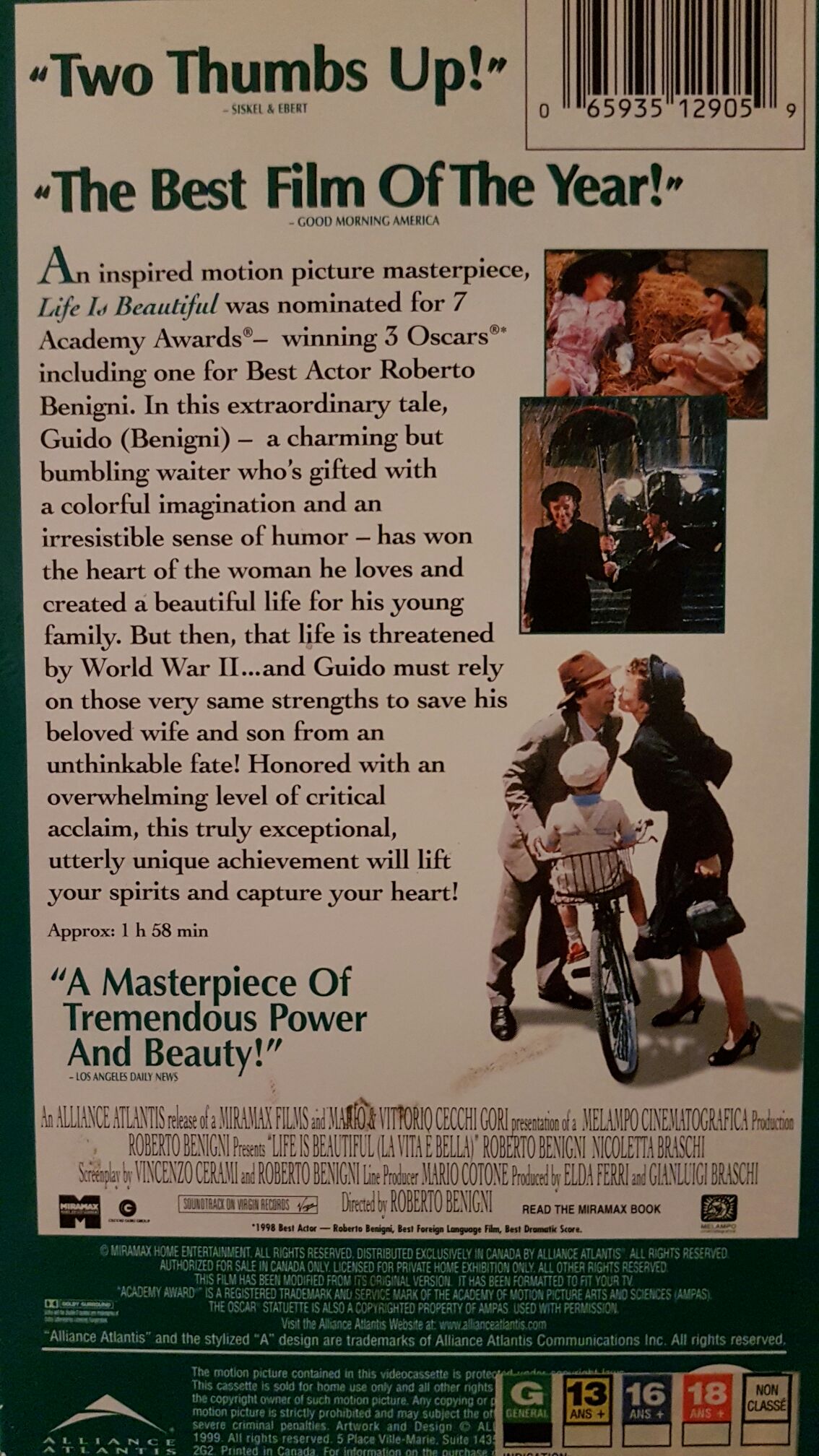 Life Is Beautiful VHS movie collectible [Barcode 786936110180] - Main Image 2