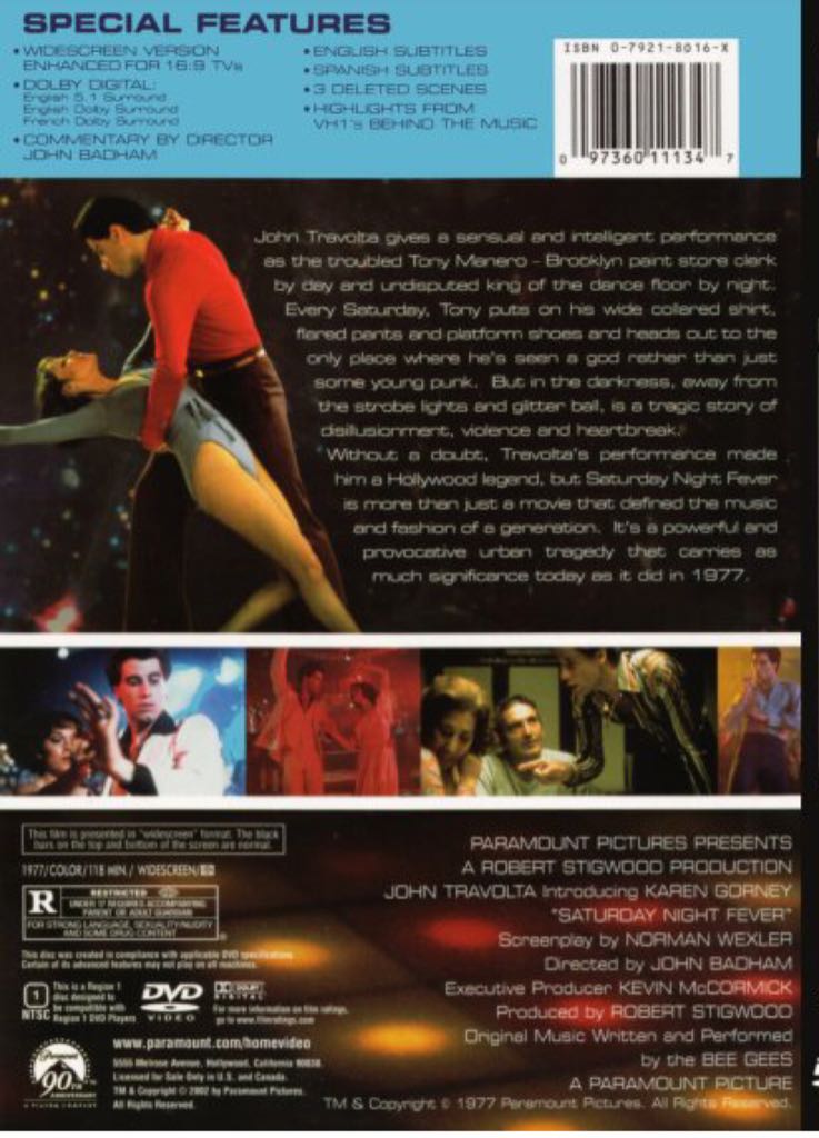 Saturday Night Fever DVD movie collectible [Barcode 097360111385] - Main Image 2
