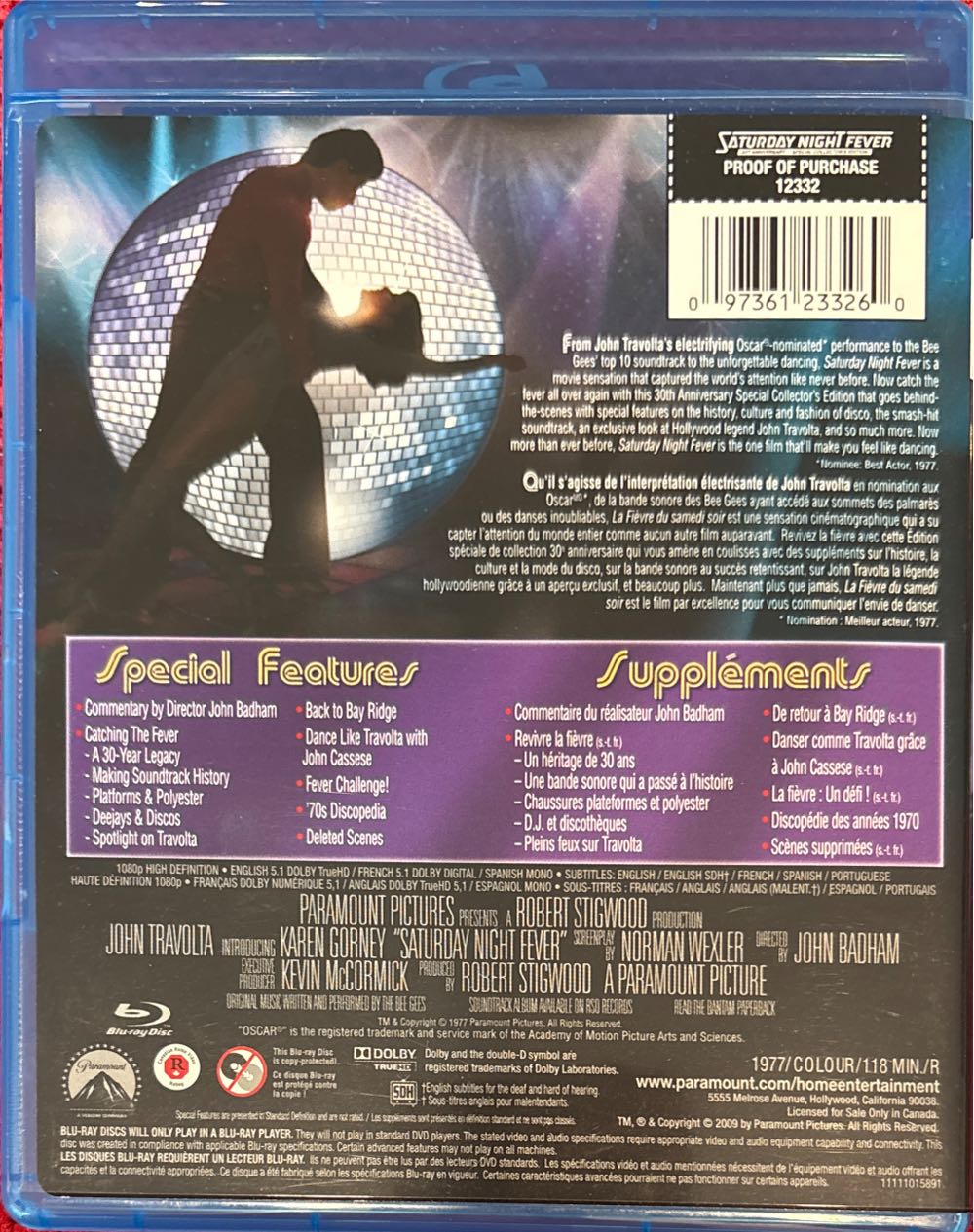 Saturday Night Fever Blu-ray movie collectible [Barcode 097361233260] - Main Image 2