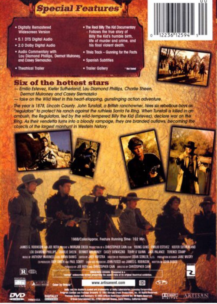 Young Guns DVD-R movie collectible [Barcode 0028485114289] - Main Image 2