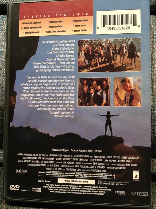 Young Guns DVD movie collectible [Barcode 028485114289] - Main Image 2