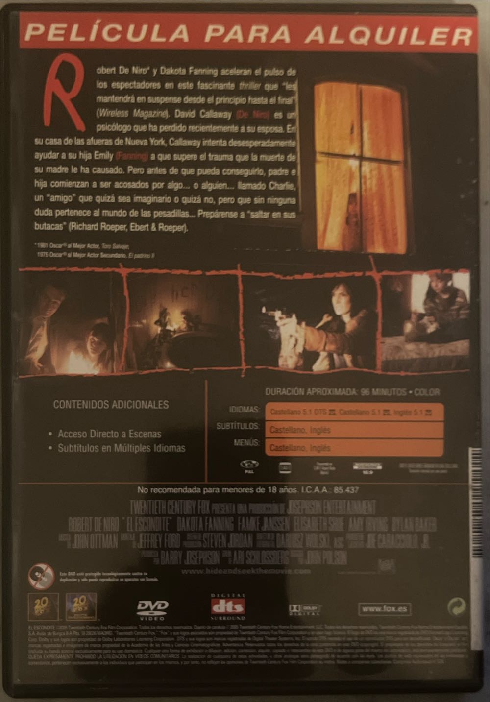 Hide and Seek  DVD movie collectible [Barcode 0024543188506] - Main Image 2