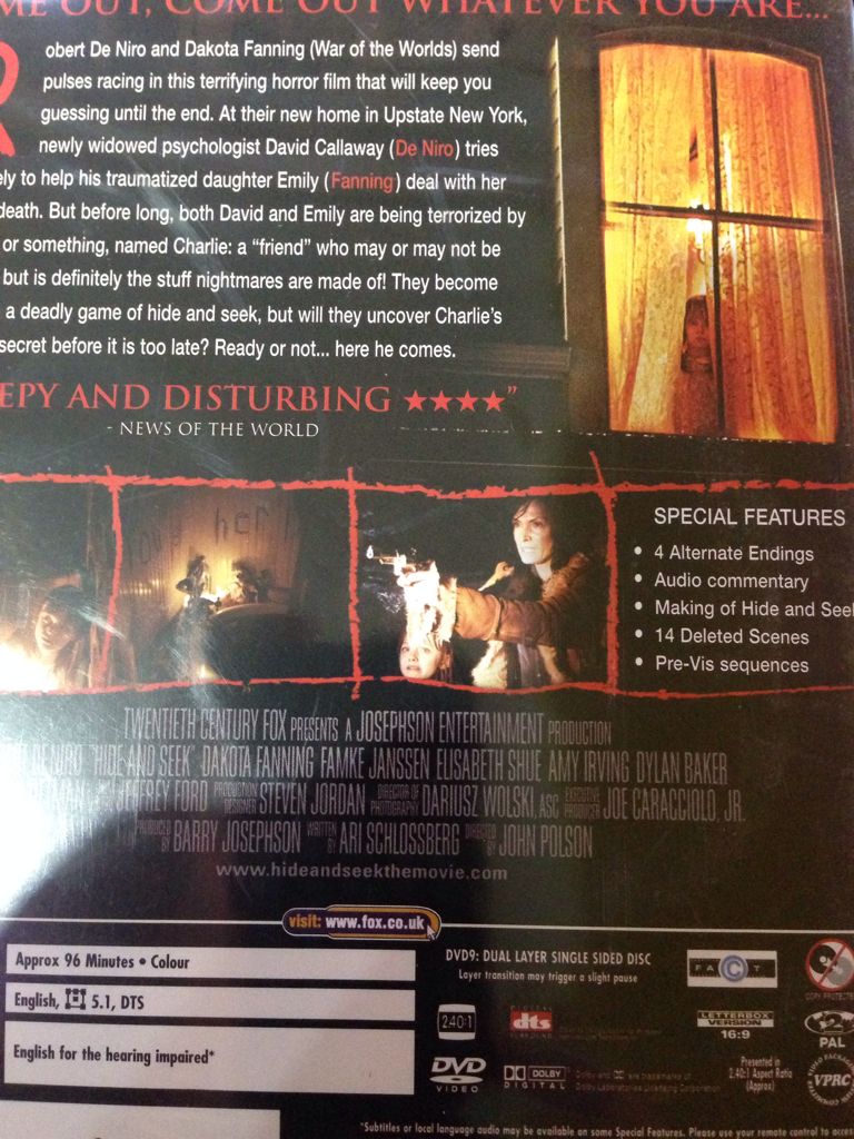 Hide and Seek DVD movie collectible [Barcode 5039036027991] - Main Image 2