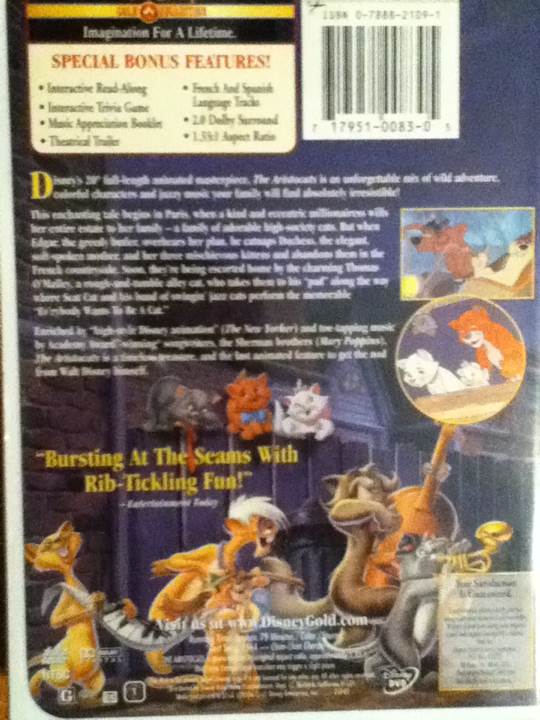 The Aristocats DVD movie collectible [Barcode 717951008305] - Main Image 2