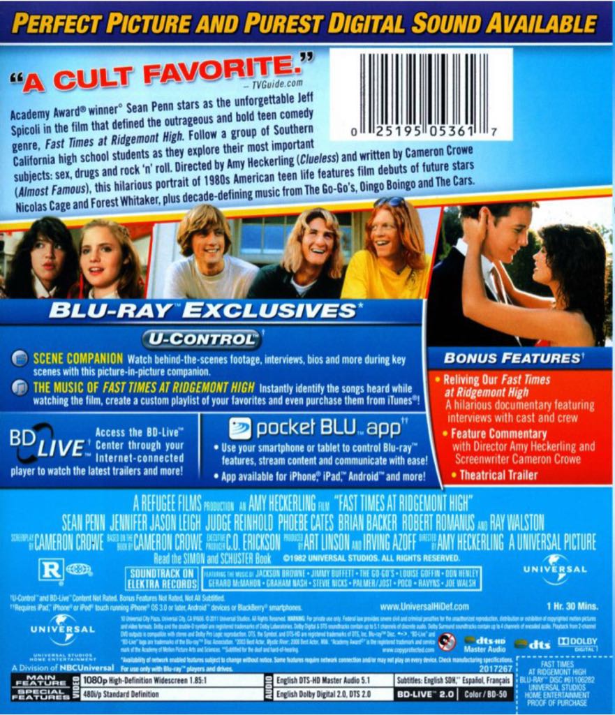 (002) Fast Times At Ridgemont High DVD-R movie collectible [Barcode 025192133763] - Main Image 2