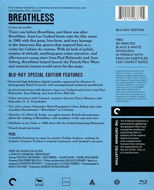 Breathless Blu-ray movie collectible [Barcode 715515063715] - Main Image 2