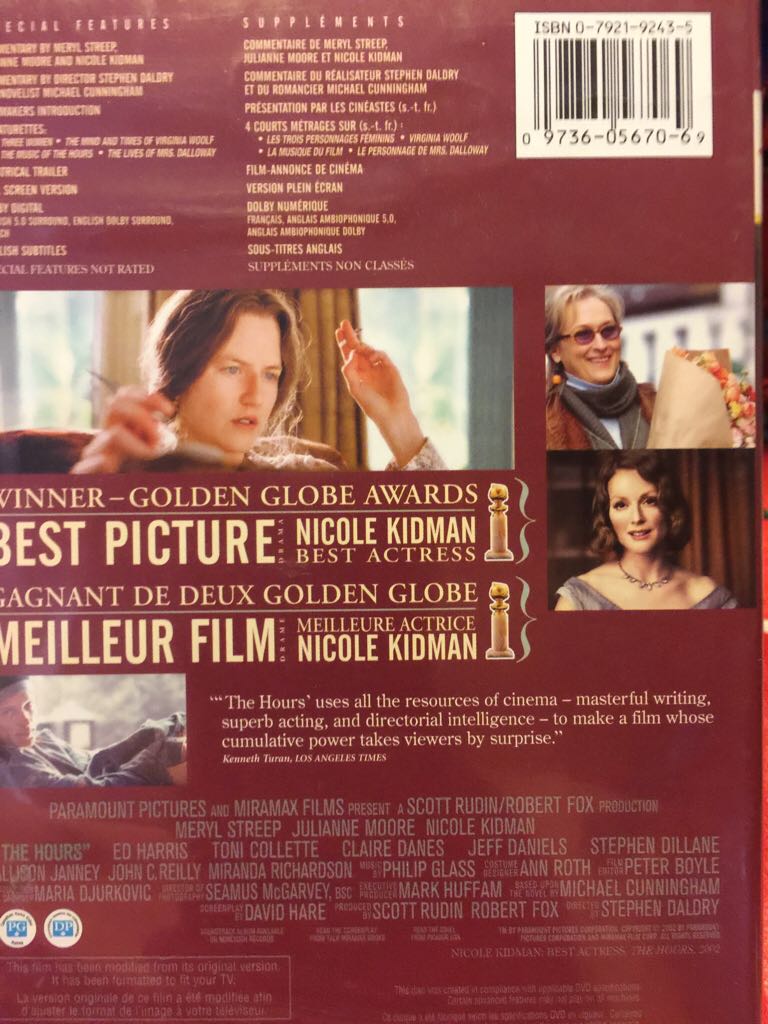The Hours DVD movie collectible [Barcode 097360567069] - Main Image 2