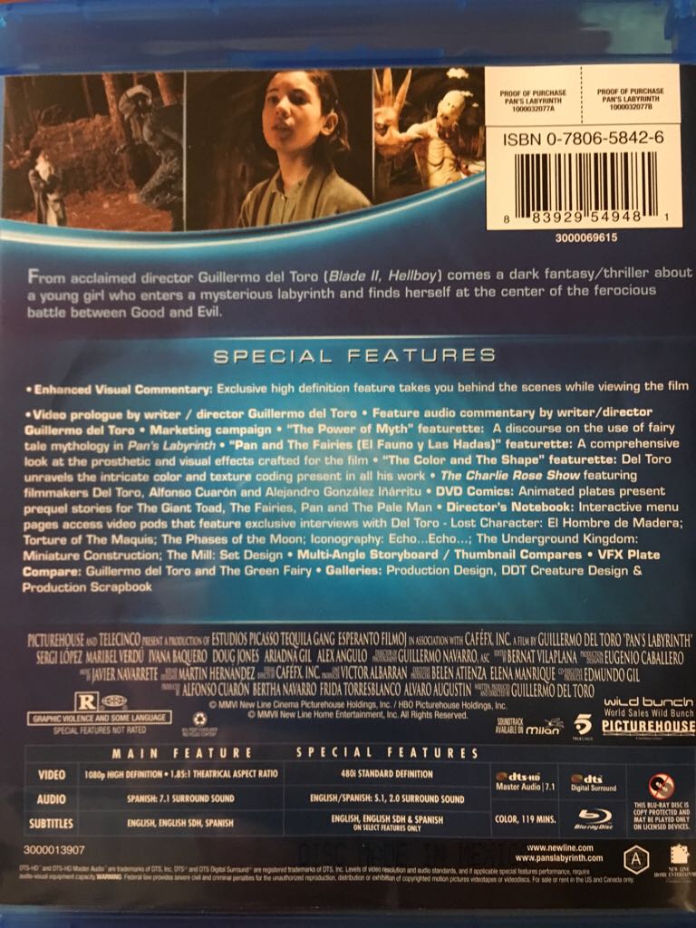 Pan’s Labyrinth Blu-ray movie collectible [Barcode 883929549481] - Main Image 2