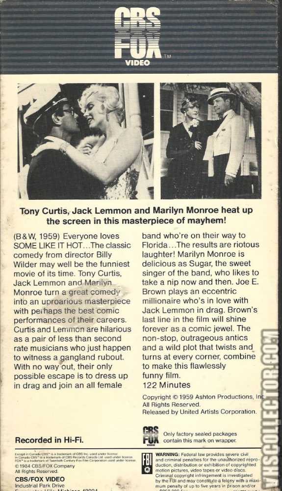 Some Like It Hot * DVD movie collectible [Barcode 027616089342] - Main Image 4