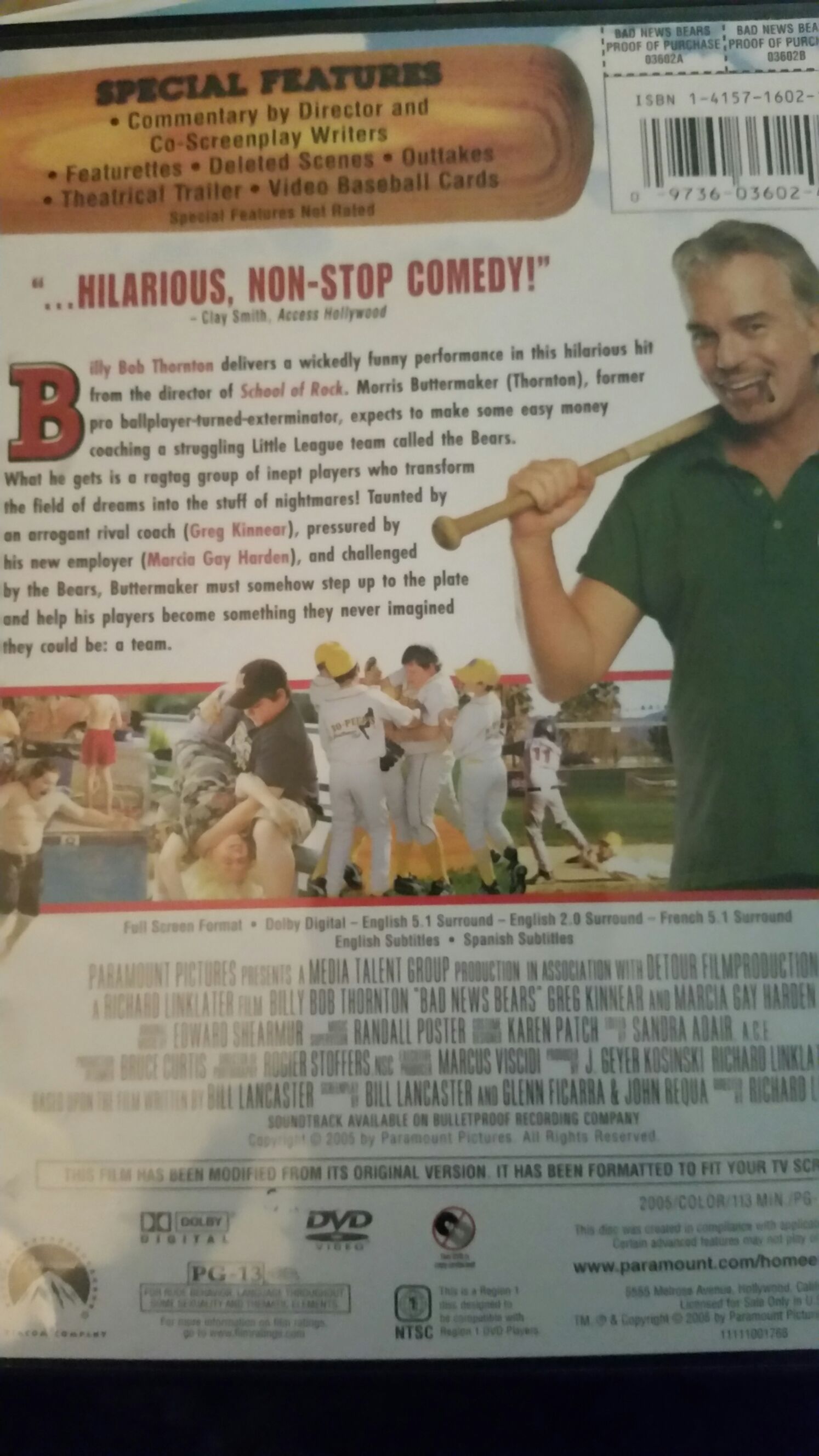 Bad News Bears DVD movie collectible [Barcode 097360360240] - Main Image 2