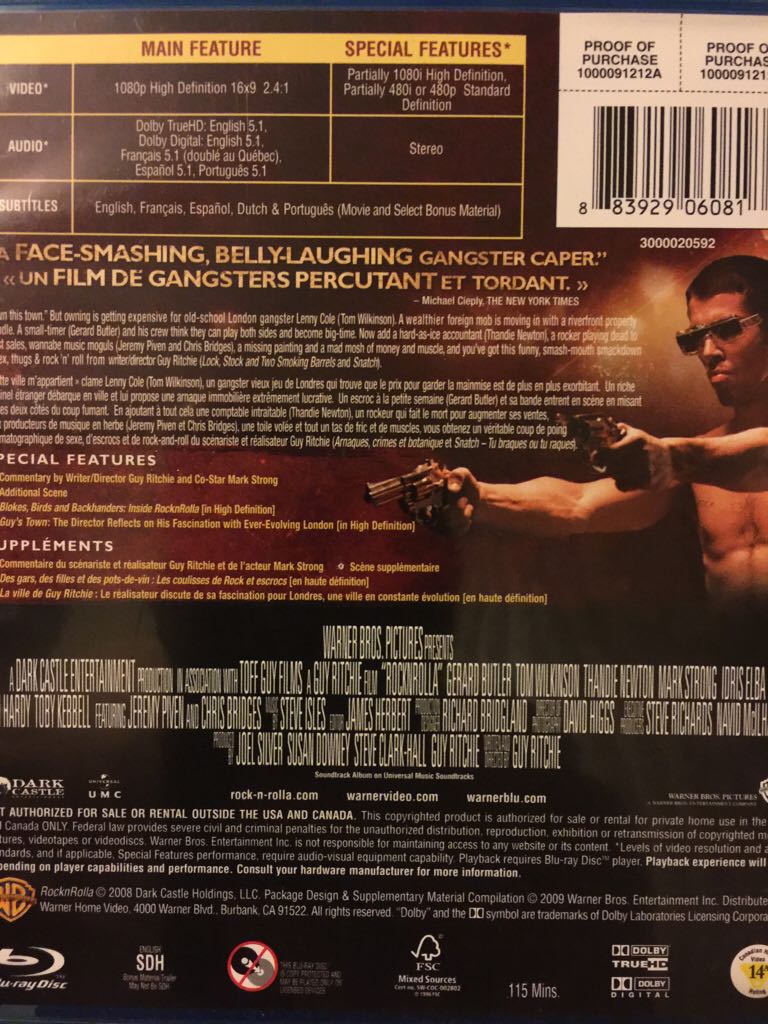 RockNRolla Blu-ray movie collectible [Barcode 883929060818] - Main Image 2