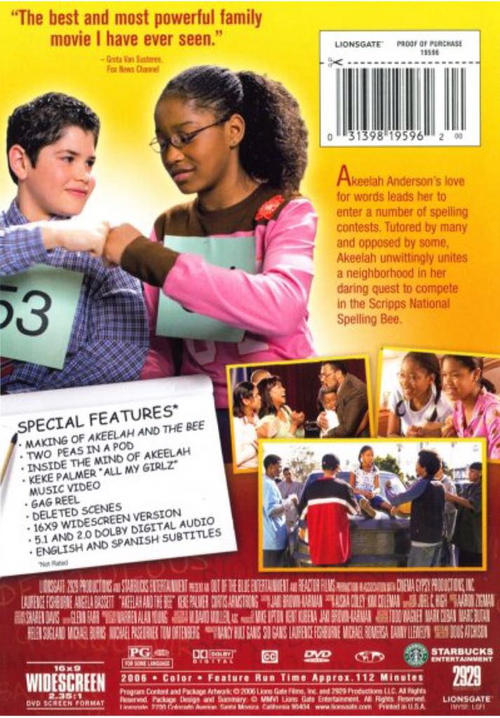 Akeelah and the Bee DVD movie collectible [Barcode 031398195962] - Main Image 2