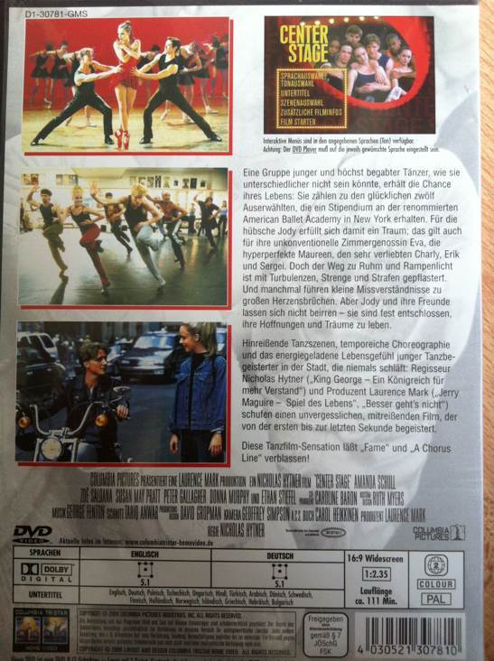 Center Stage DVD movie collectible [Barcode 4030521307810] - Main Image 2