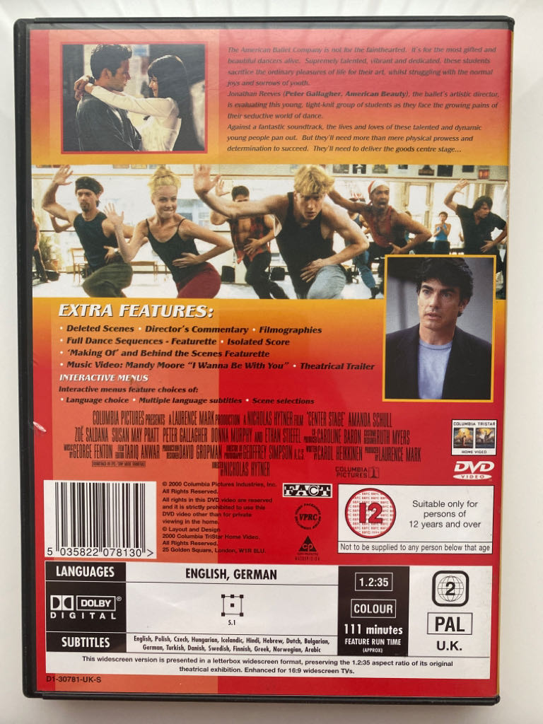 Center Stage DVD movie collectible [Barcode 5035822078130] - Main Image 2