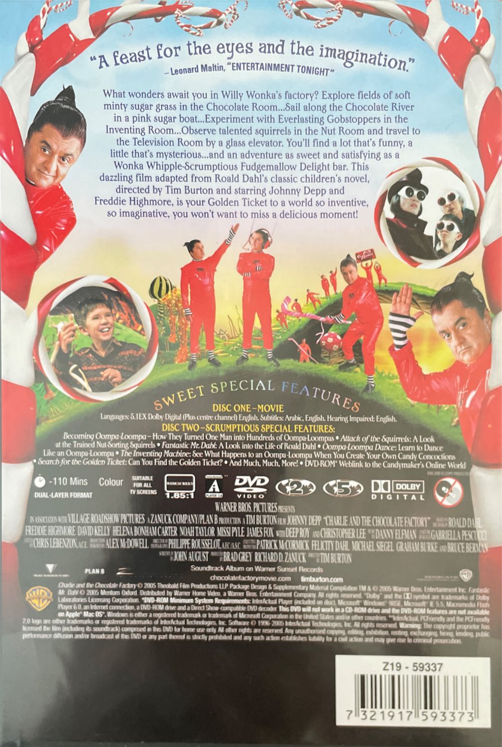 Charlie and the Chocolate Factory DVD movie collectible [Barcode 7321917593373] - Main Image 2