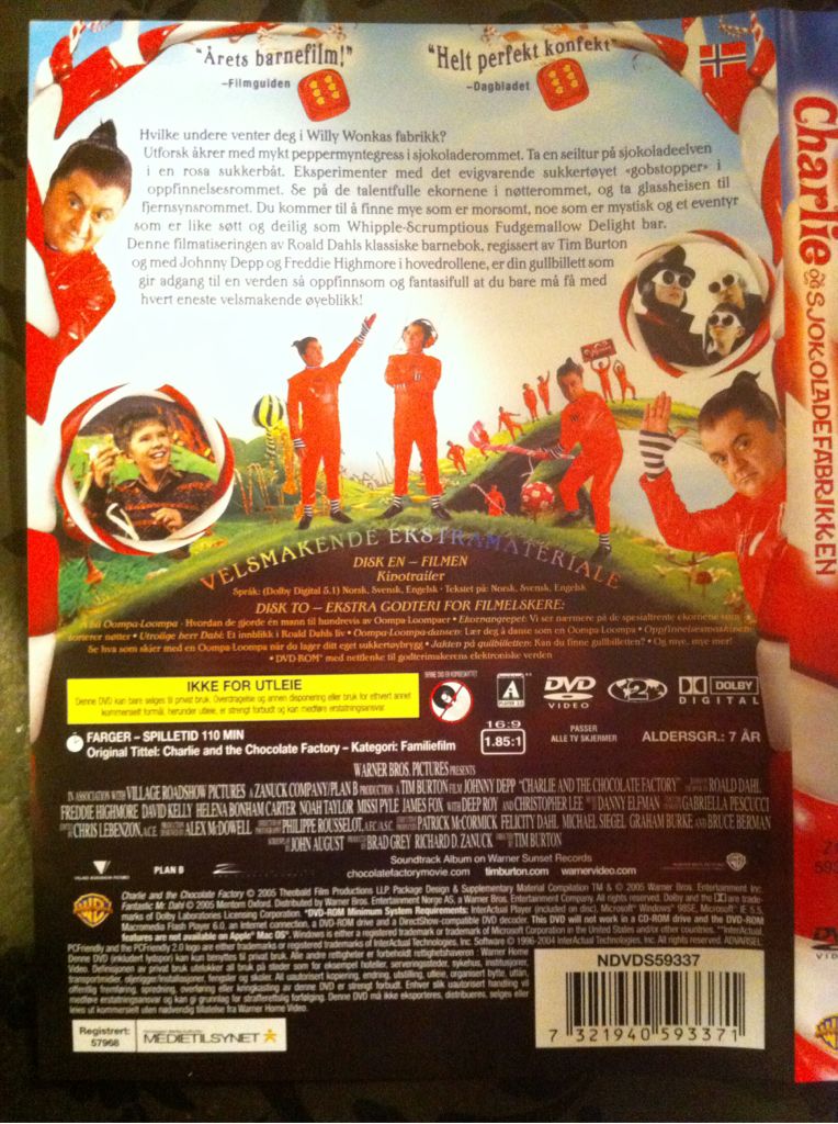 Charlie og Sjokoladefabrikken DVD movie collectible [Barcode 7321940593371] - Main Image 2