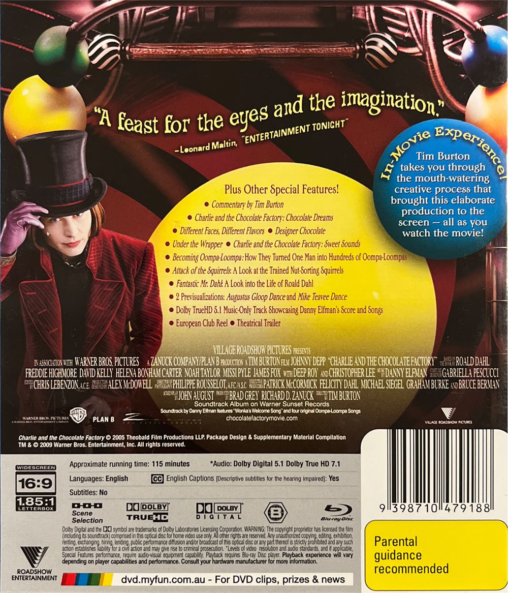 Charlie and the Chocolate Factory Blu-ray movie collectible [Barcode 9398710479188] - Main Image 2