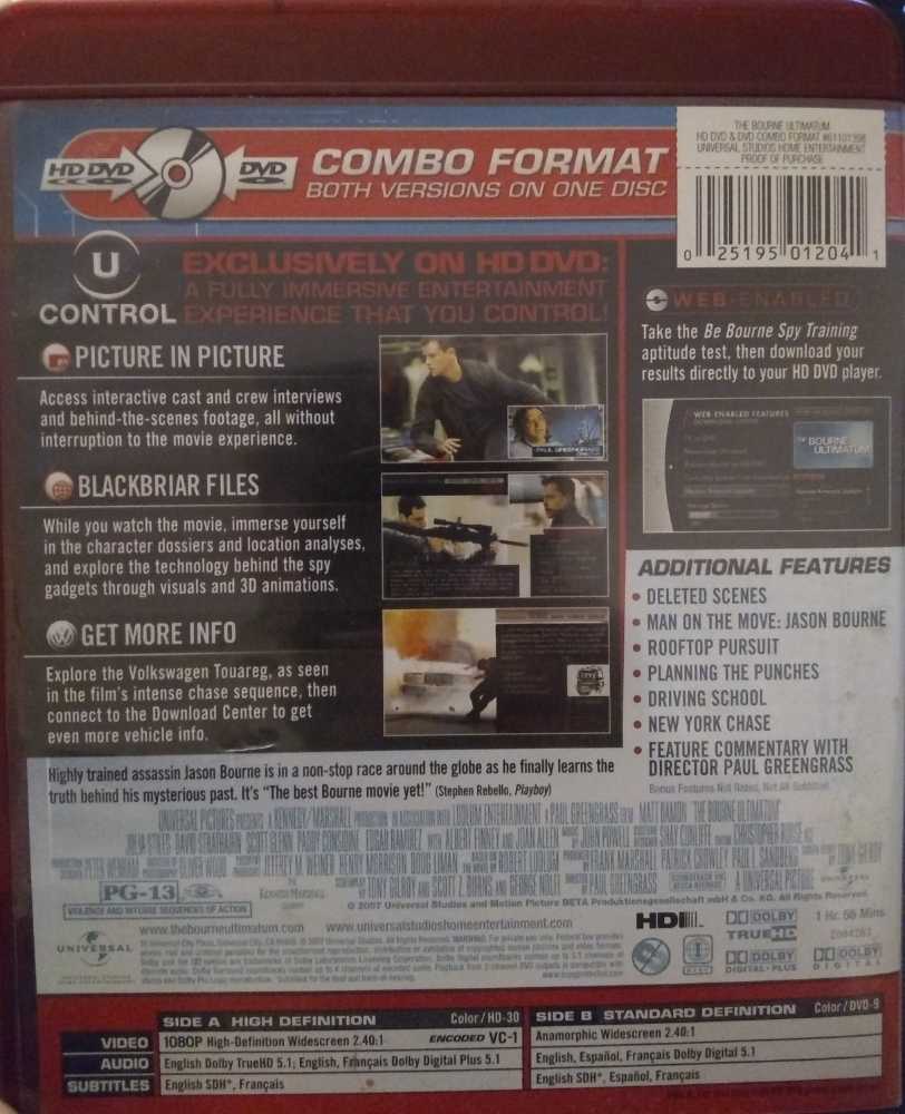The Bourne Ultimatum HD DVD movie collectible [Barcode 025195012041] - Main Image 2