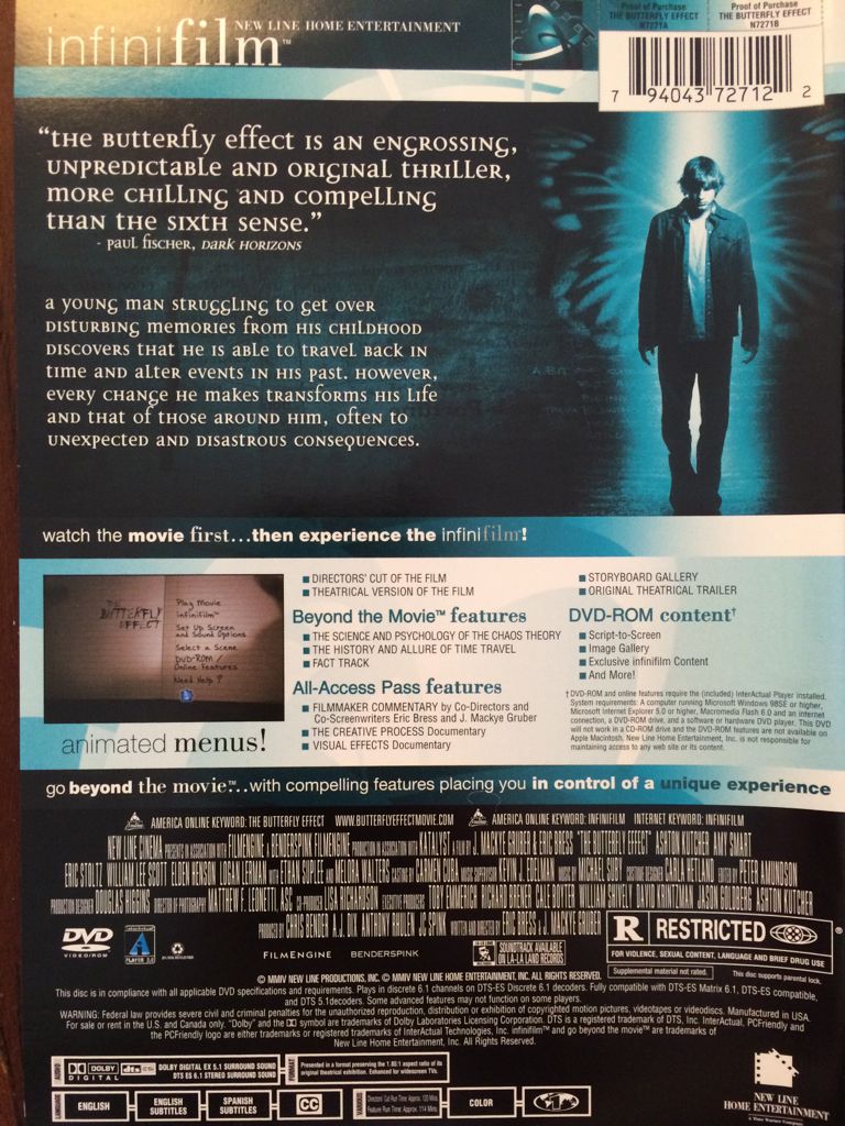 The Butterfly Effect DVD movie collectible [Barcode 794043727122] - Main Image 2