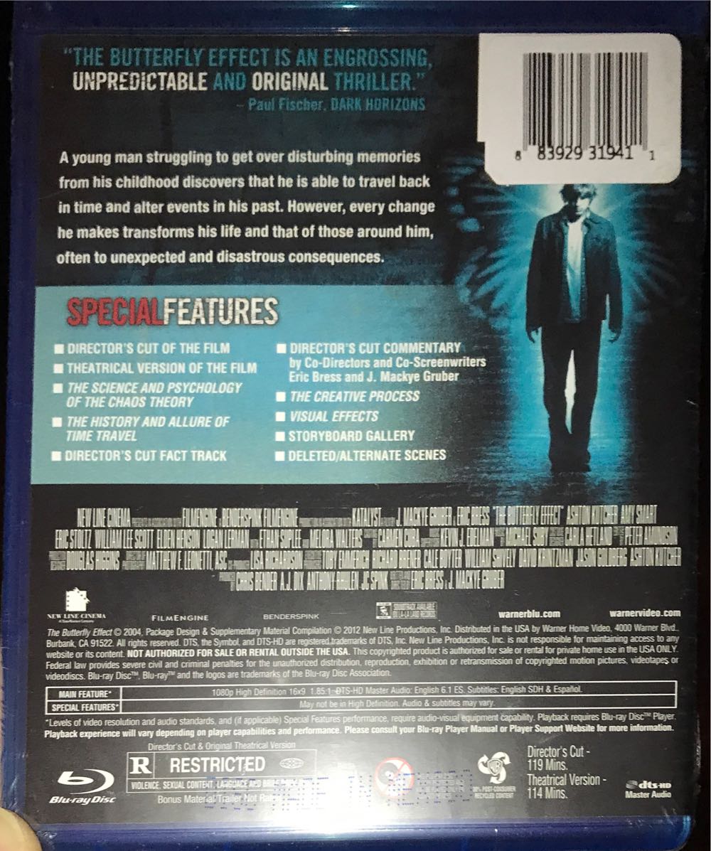 The Butterfly Effect Blu-ray movie collectible [Barcode 883929319411] - Main Image 2