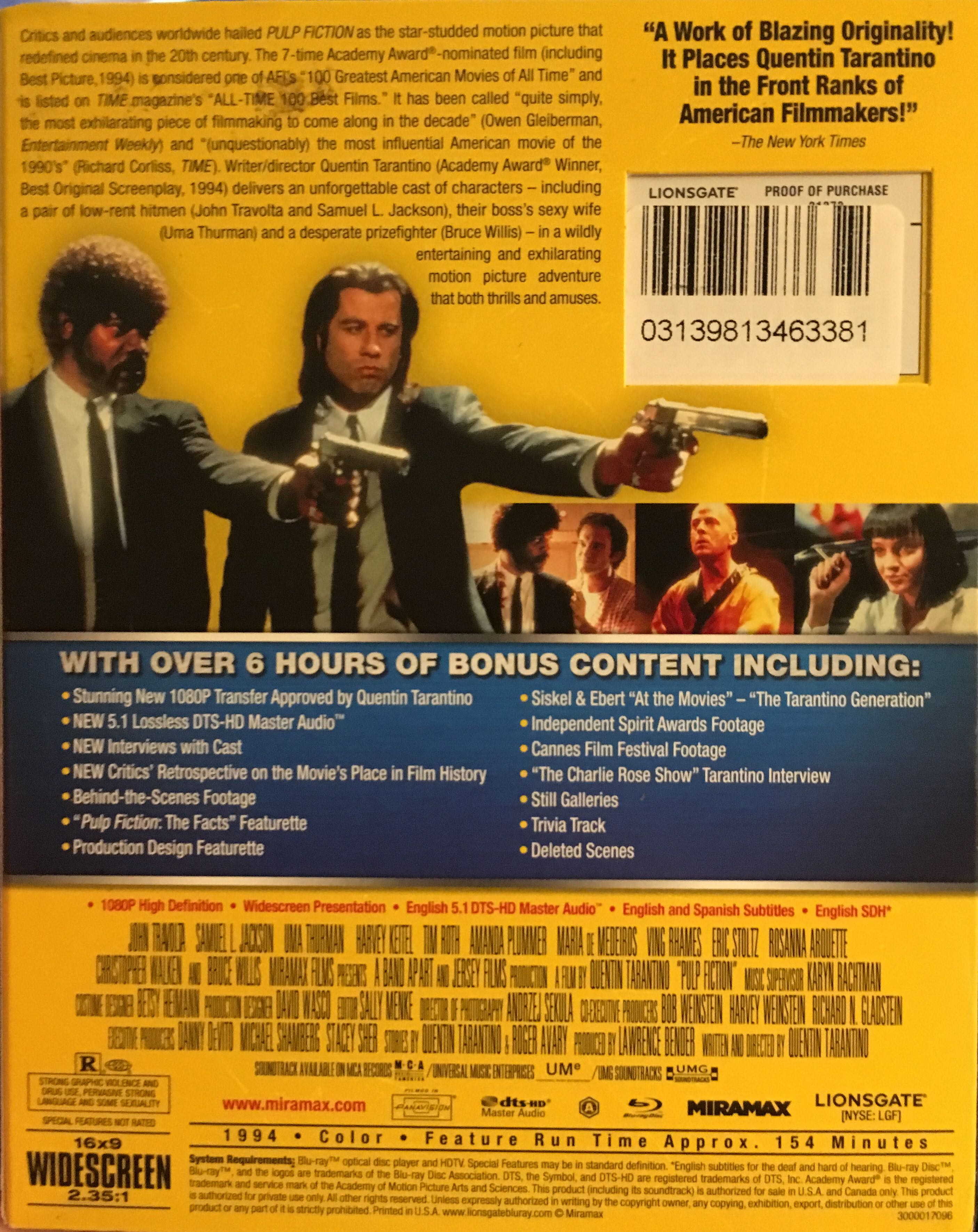 Pulp Fiction Blu-ray movie collectible [Barcode 031398134633] - Main Image 2