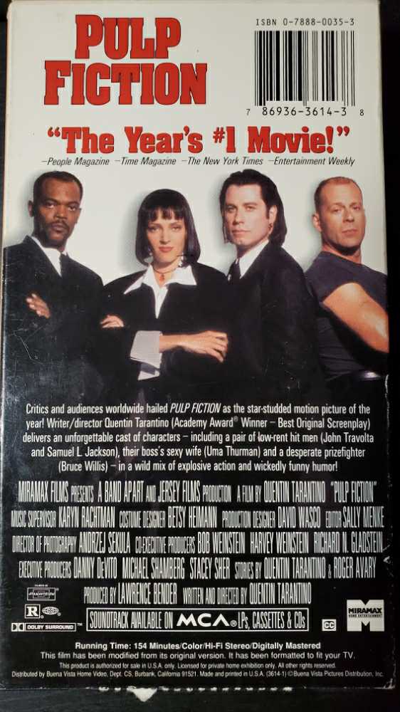 Pulp Fiction VHS movie collectible [Barcode 786936361438] - Main Image 2