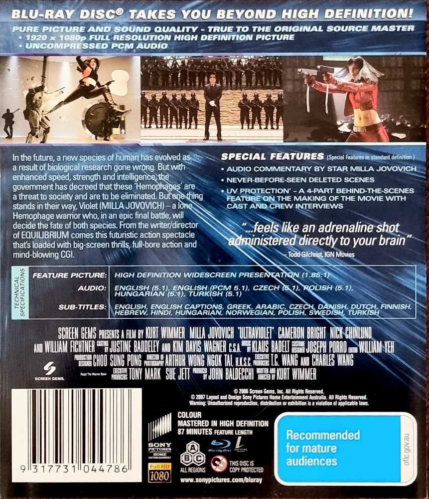 Ultraviolet Blu-ray movie collectible [Barcode 9317731044786] - Main Image 2