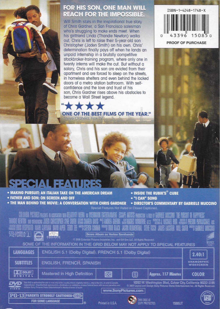 Pursuit of Happyness, The DVD movie collectible [Barcode 5050629198072] - Main Image 2