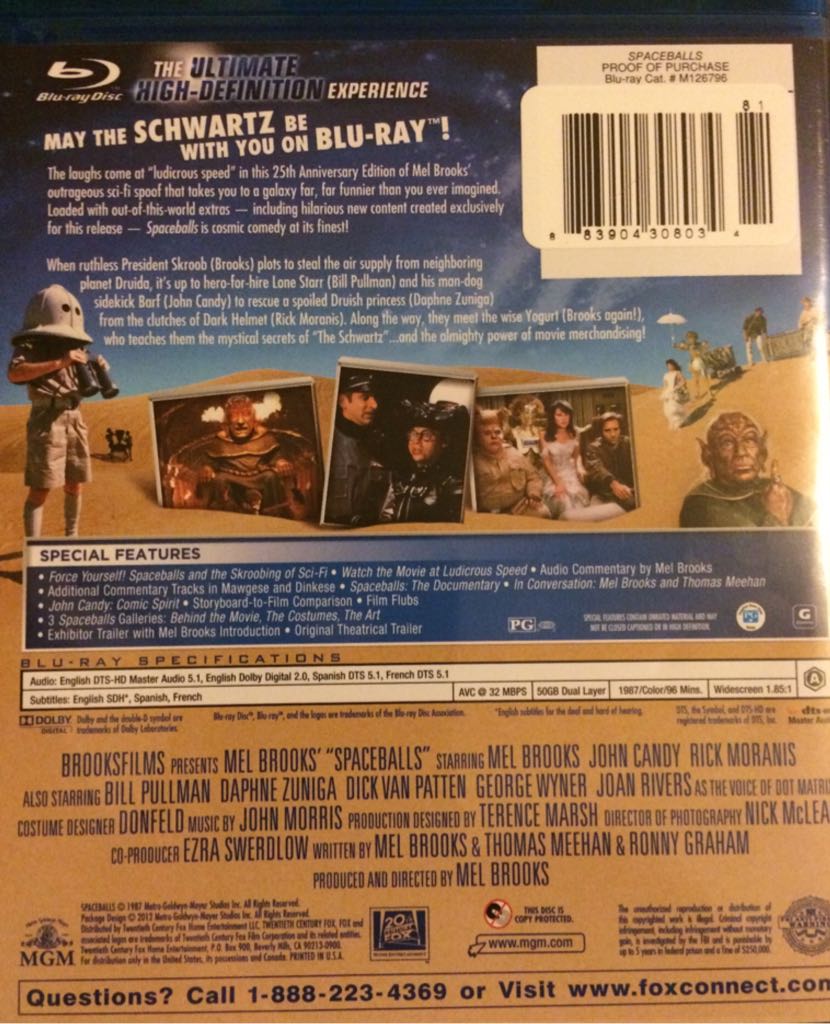 Spaceballs Blu-ray movie collectible [Barcode 883904308034] - Main Image 2