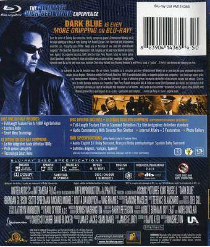 Dark Blue Blu-ray movie collectible [Barcode 883904232681] - Main Image 2