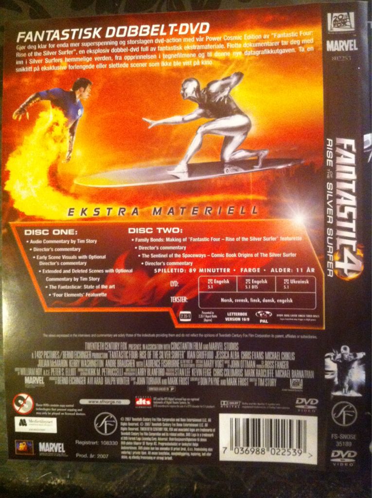 Fantastic 4: Rise Of The Silver Surfer DVD-R movie collectible [Barcode 7036988022539] - Main Image 2