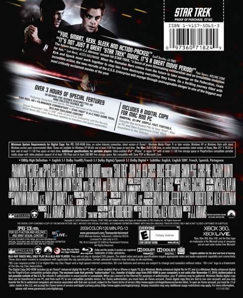 Star Trek Blu-ray movie collectible [Barcode 032429069740] - Main Image 2