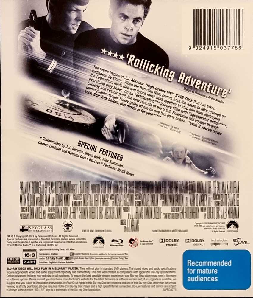 Star Trek (2009) Blu-ray movie collectible [Barcode 9324915037786] - Main Image 2
