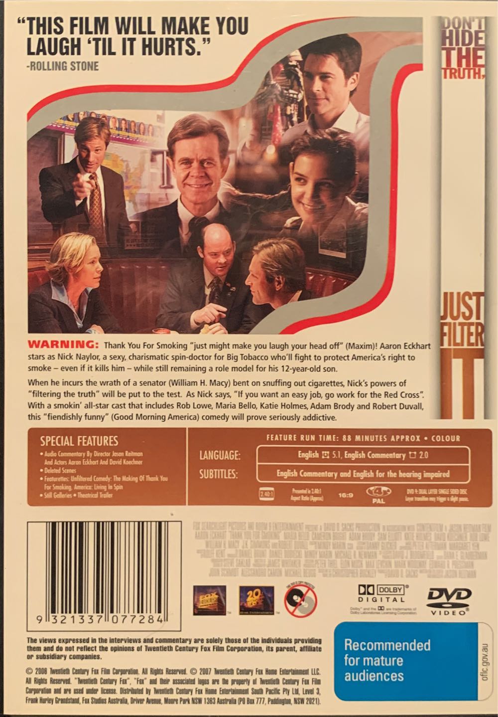 Thank You for Smoking DVD movie collectible [Barcode 9321337077284] - Main Image 2