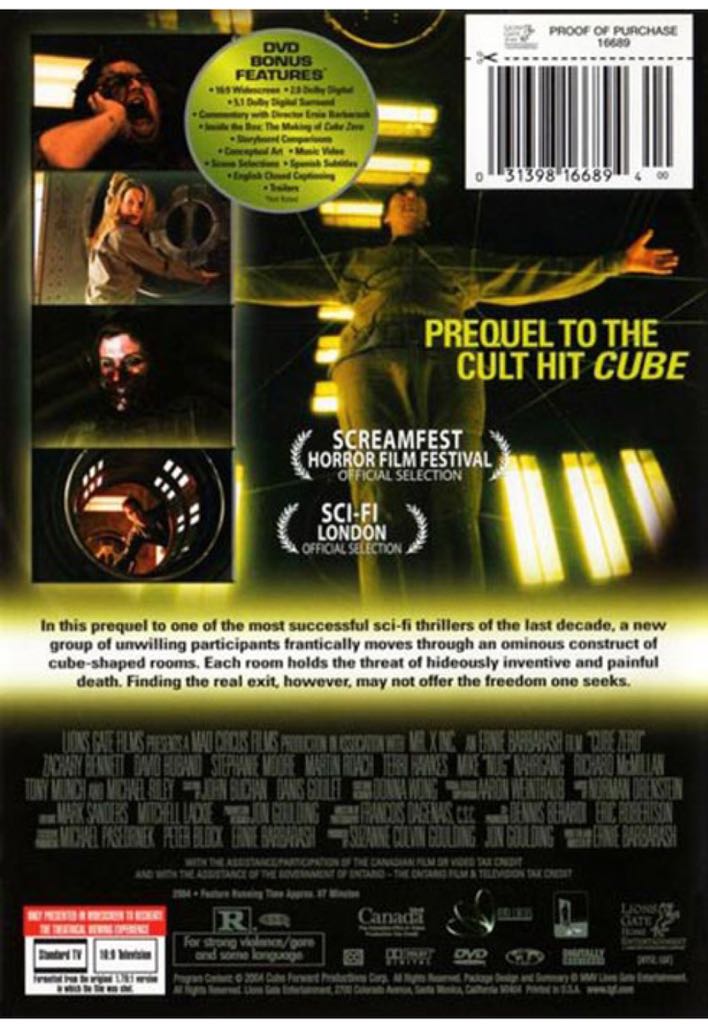 Cube Zero DVD movie collectible [Barcode 057373165522] - Main Image 2
