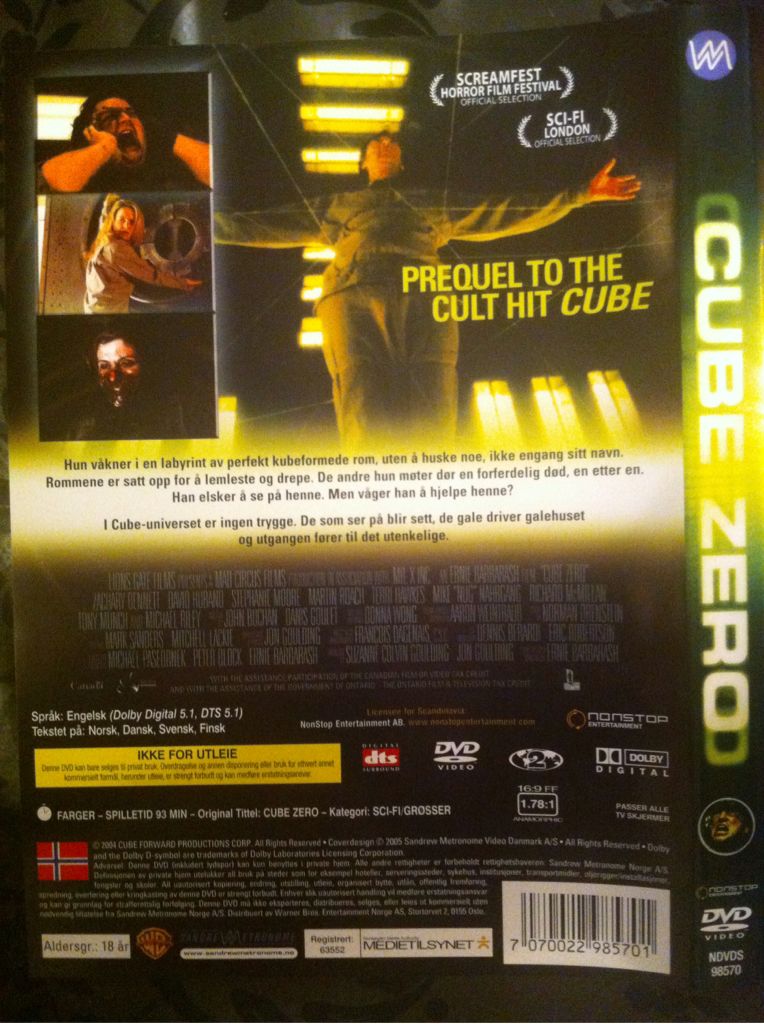 Cube Zero Blu-ray movie collectible [Barcode 7070022985701] - Main Image 2
