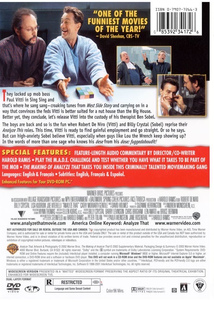 Analyze That DVD movie collectible [Barcode 584525856982] - Main Image 2