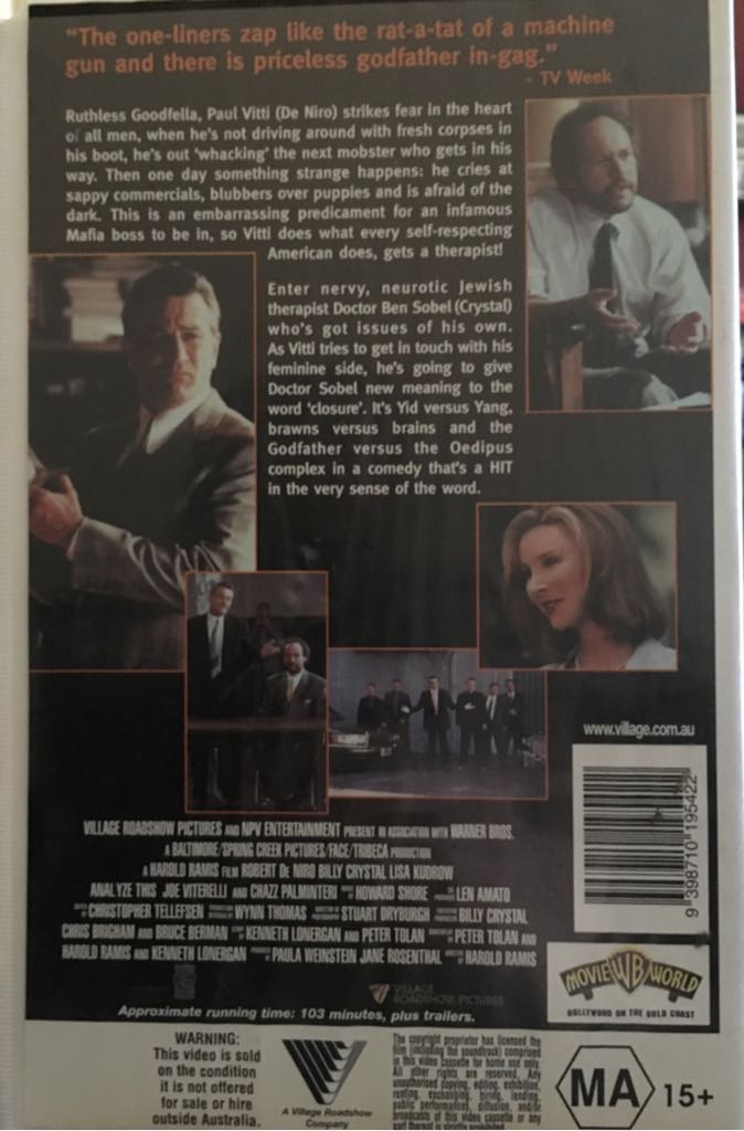 Analyze This VHS movie collectible [Barcode 387646169880] - Main Image 2