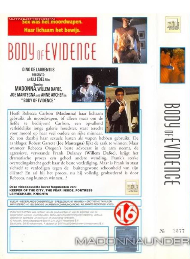 Body of Evidence VHS movie collectible [Barcode 8712626027478] - Main Image 2