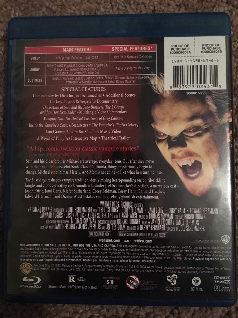 The Lost Boys Blu-ray movie collectible - Main Image 2