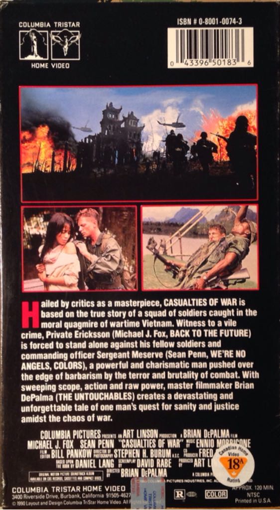 Casualties of War VHS movie collectible [Barcode 043396501836] - Main Image 2